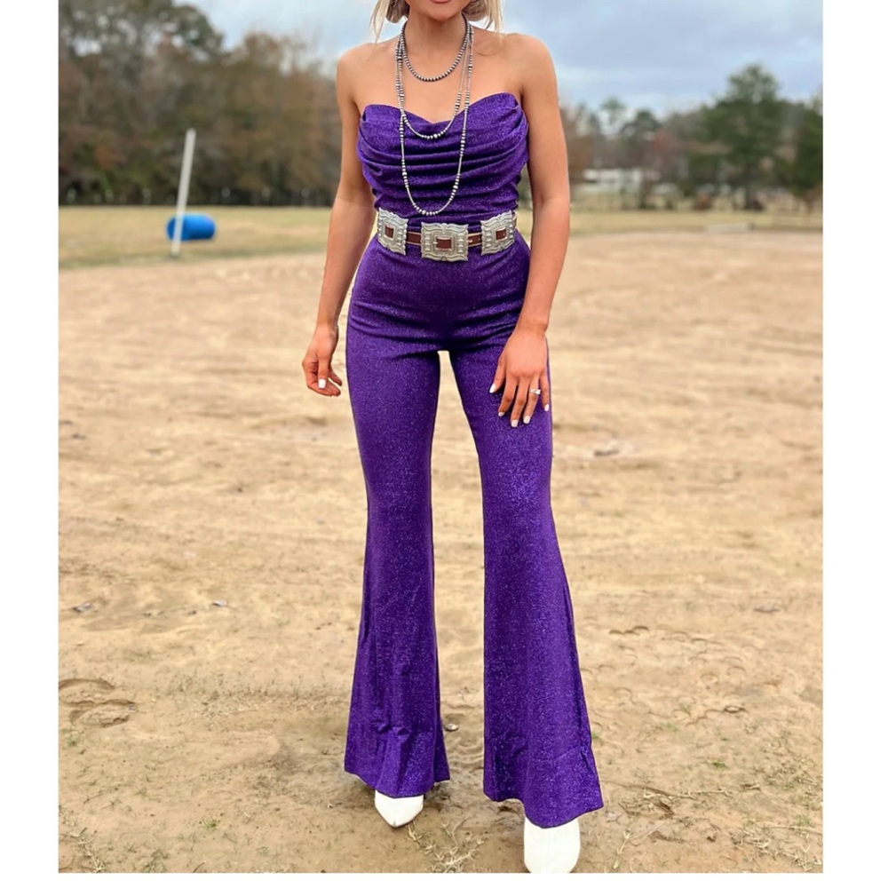 Gambler Glittered Purple Women's Jumpsuit